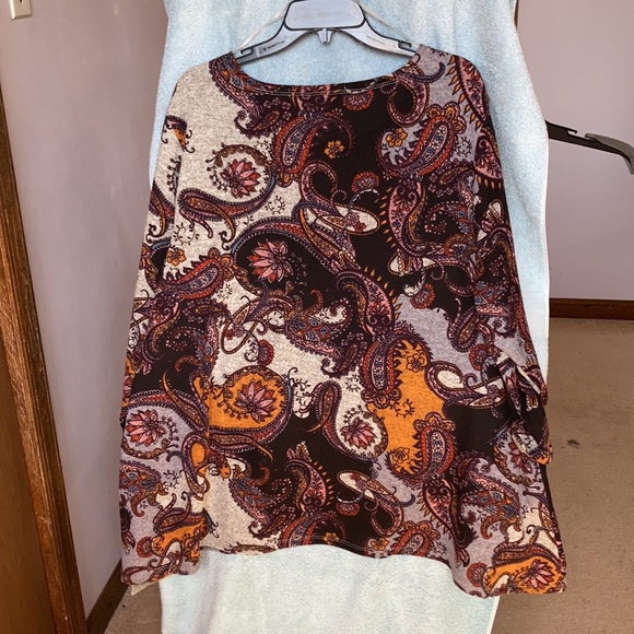 Zac & Rachel top gray with paisley and floral print boho casual shirt office 2X - Picture 8 of 17